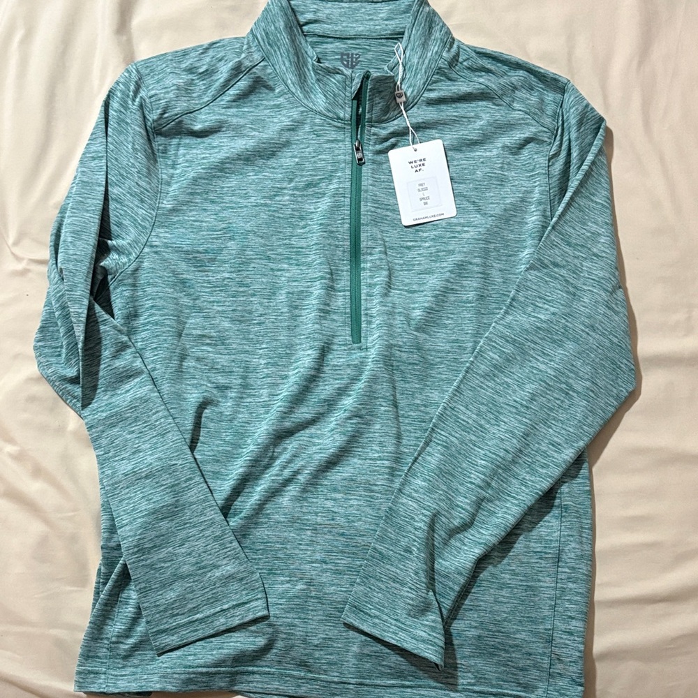 Men's Graham Luxe Heather Green Quarter-Zip Sweater